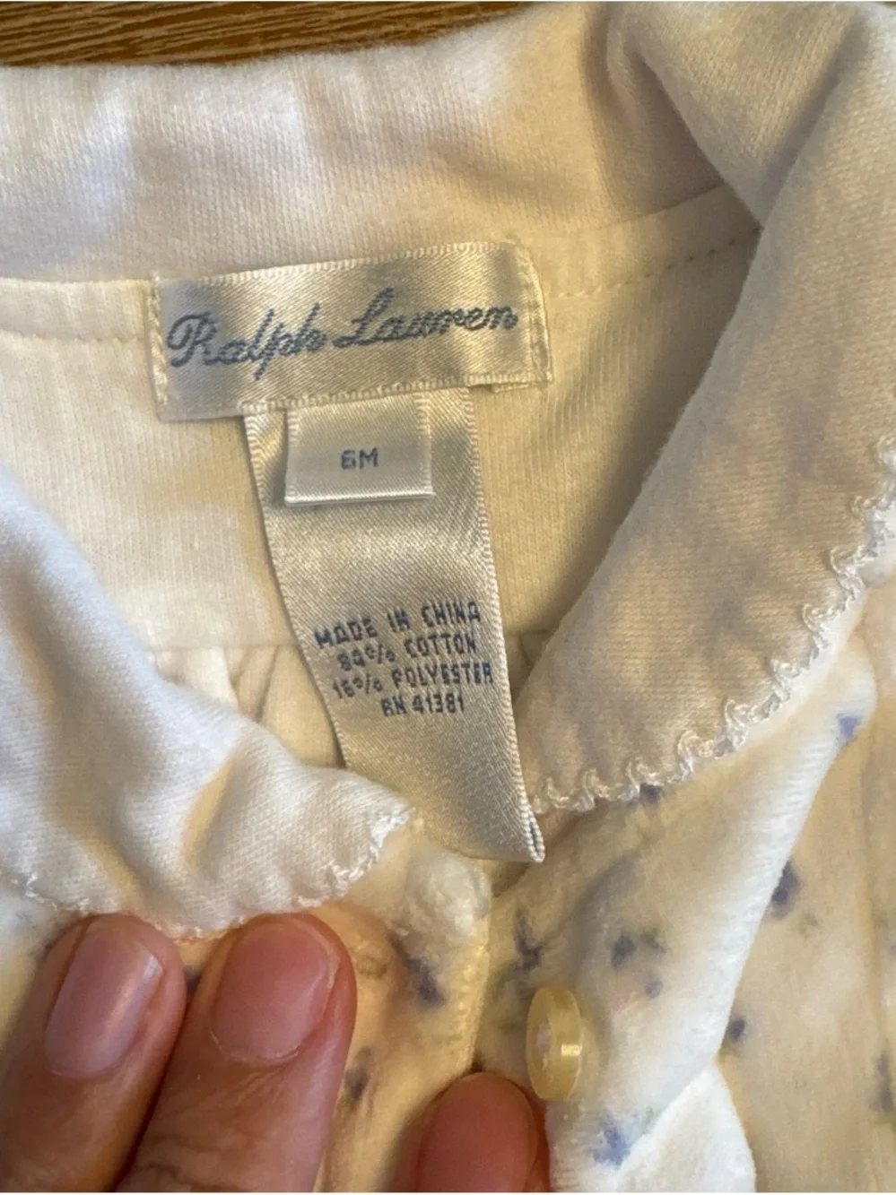 Ralph Lauren Cream Nightgown with Light Blue Floral Print 6 months